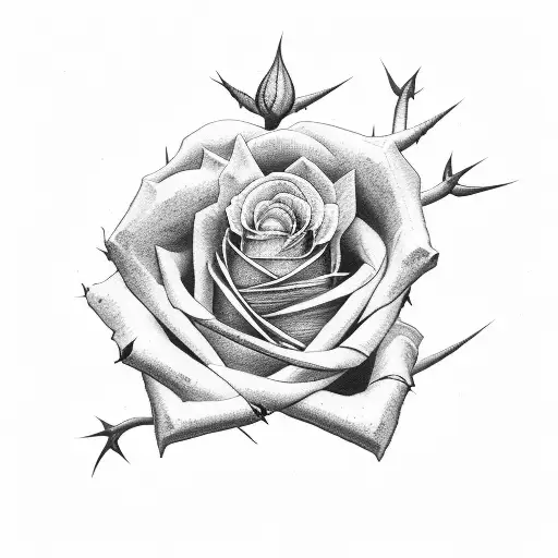 Rose With Thorns And Blood Coming From The Thorns