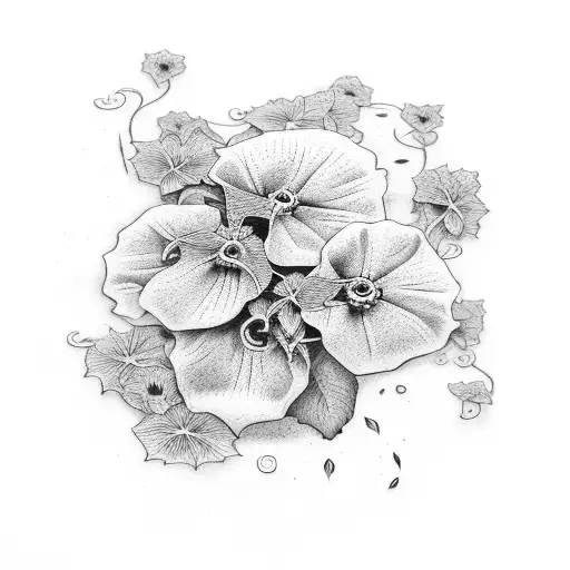 Morning Glories On A Vine