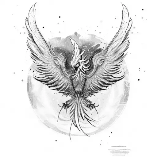 A Powerful Phoenix Rising From The Ashes With Intricate Feather Details