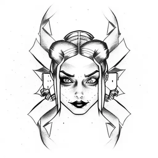 A Harley Quinn-inspired Tattoo With A Star Wars Twist In A Dotwork Style