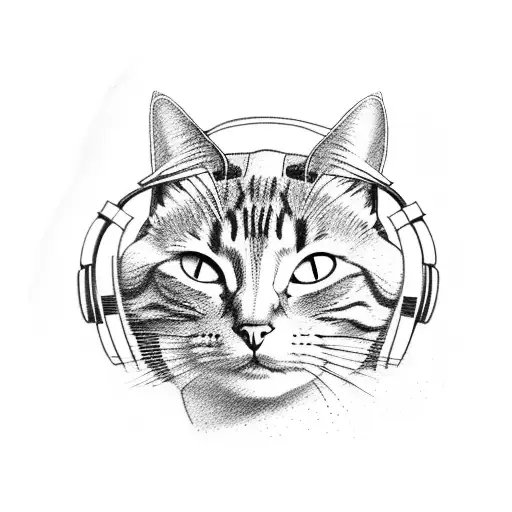 Cat In Headphones In Space