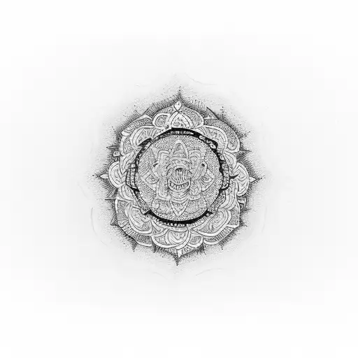 Intricate Mandala Design Surrounding A Meditating Buddha