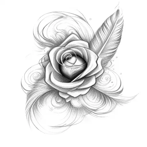 Infinity Feather Rose Birde