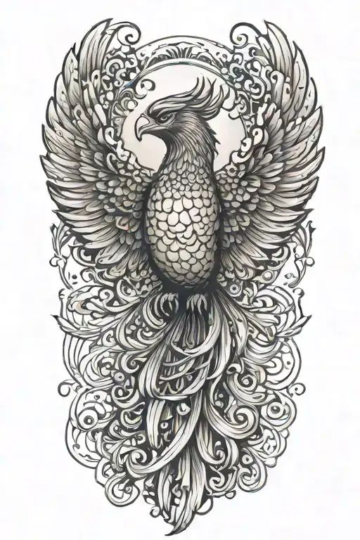 Phoenix With Wings Above Head Emerging