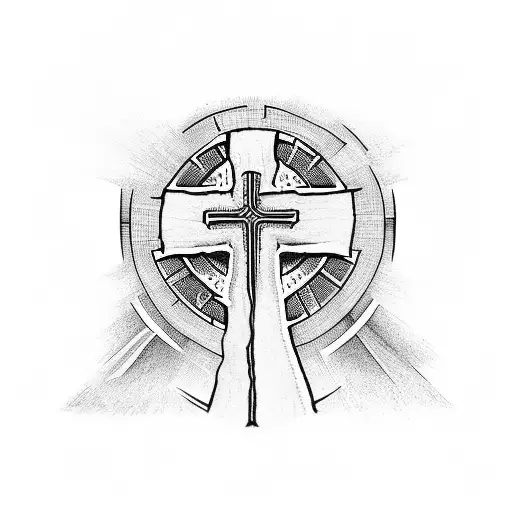 Christian Cross With A Old Tree