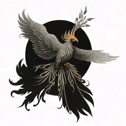 Phoenix With One Wing High And The Other Low
