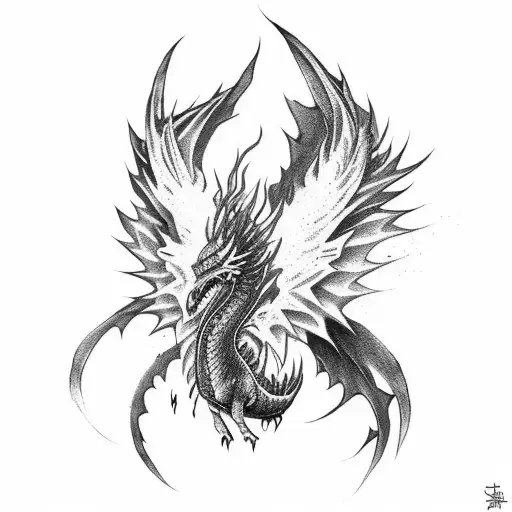 A Black Dragon And A Phoenix