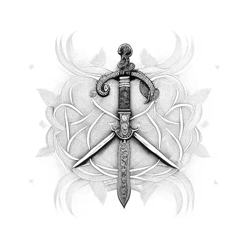 Upside Down Sword With Sikh Khanda Inspiration And Wrapped In Vines