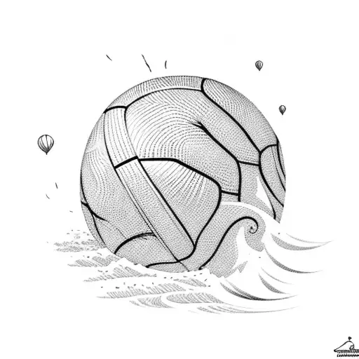 Palm On Island With Volleyball Beach Ball And Surfboard