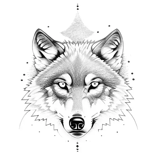 Wolf With Lilac Flowers