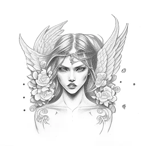 Female Angel Whit A Flower