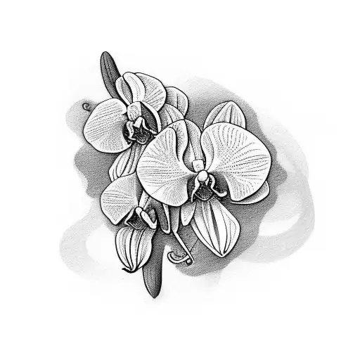 Orchid With Daisy And Maple Leaf