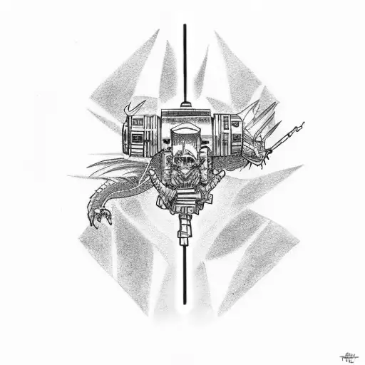 Dragon Tattoo With A Star Wars Lightsaber Incorporated