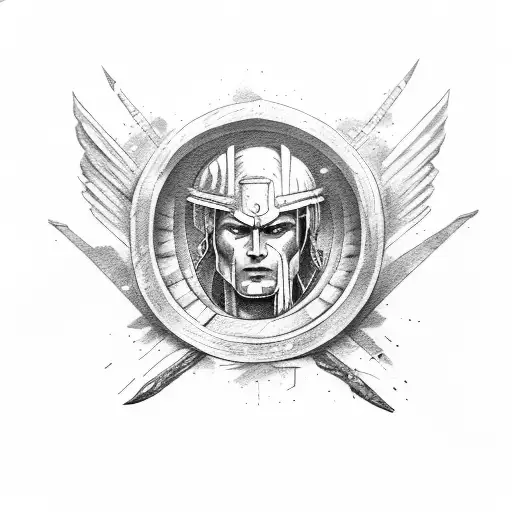 A Spartan Warrior On His Arm And An Eagle On His Chest