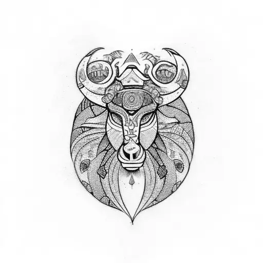 A Tribal-inspired Tattoo Combining Leo And Taurus Symbols In A Heart Shape