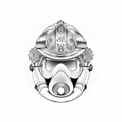 A Firefighter Helmet Adorned With Intricate Floral Patterns