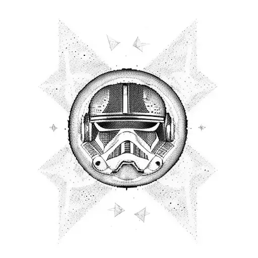 Combine Elements Of The Apollo Moon Landing And Star Wars In A Dotwork