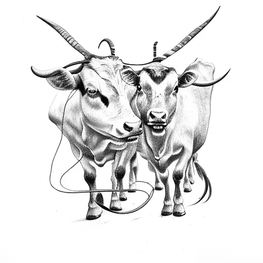 Couples Tattoo Cow And Goat