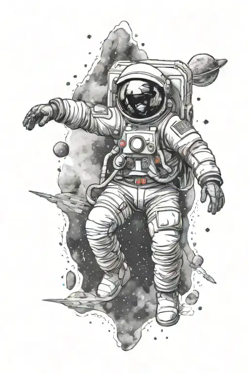 Astronaut Flying In Outer Space