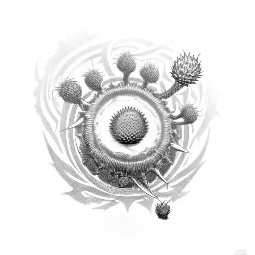 A Scottish Thistle Intertwined With A Guitar Representing Dma's Music