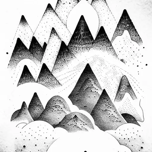 Mountains With Moon And Forest