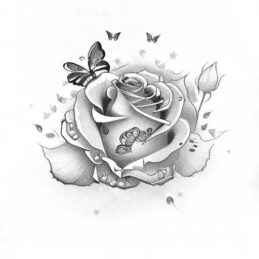 Katana With Roses And Butterflies Around It