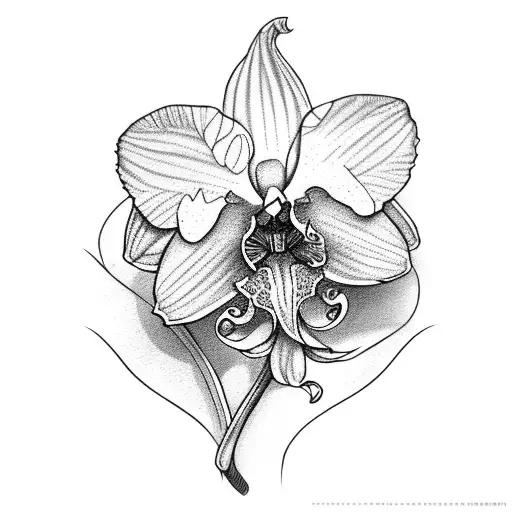 Orchid With Maple Leaf