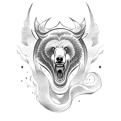 Nordic Mythological Creature Battling A Bear In A Fierce Duel