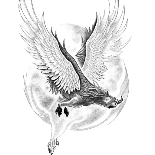 A Majestic Phoenix Rising From The Silhouette Of A Bull And Bear