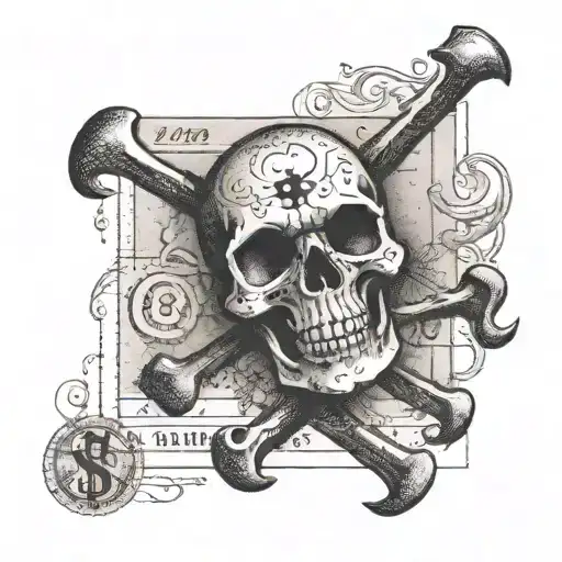 A Vintage Sales Receipt With A Skull And Crossbones Watermark