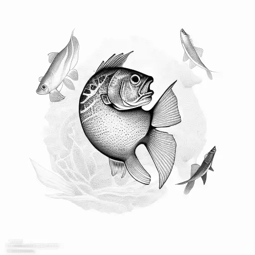 Fish In Bone With Flower