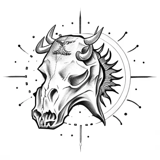 Bull Skull With Sun Halo Behind It