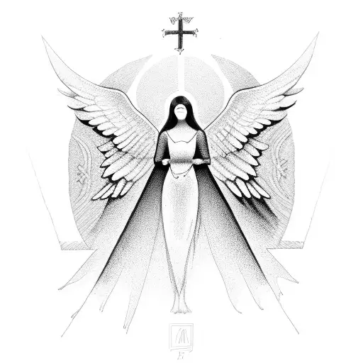 Angel With No Face Wings And Open Arms Like A Cross