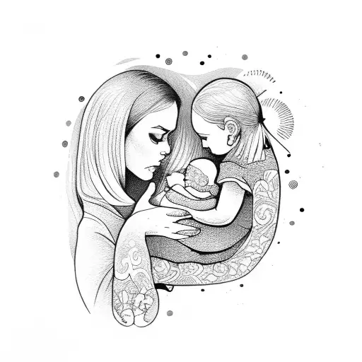 Mother Holds A Child In Her Arms