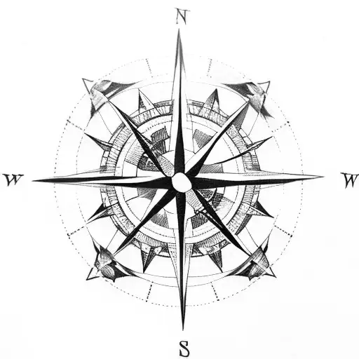 Compass Rose With A Crow