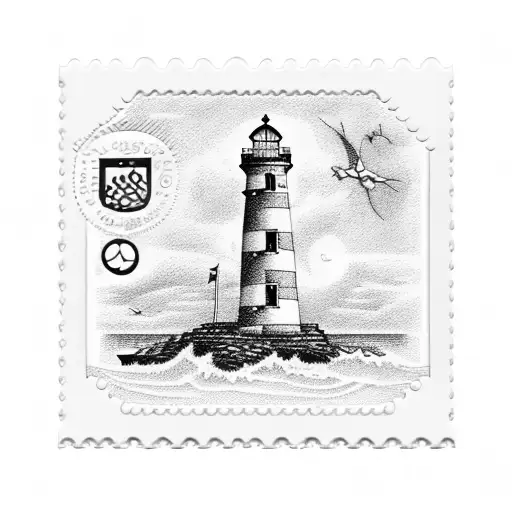 Postage Stamp With Lighthouse