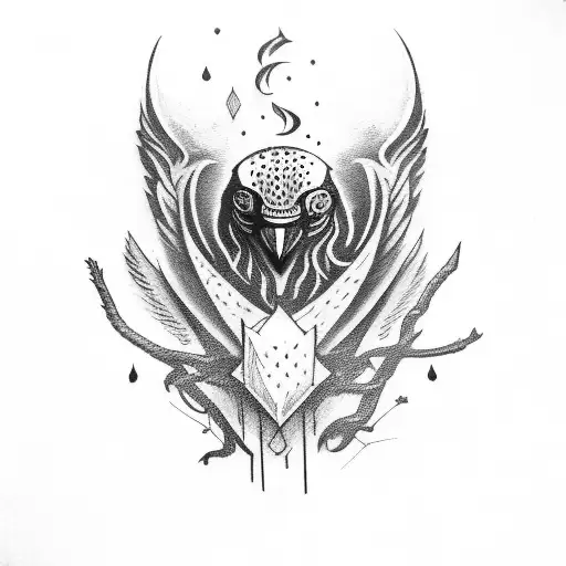 Crow With Blood And Swords