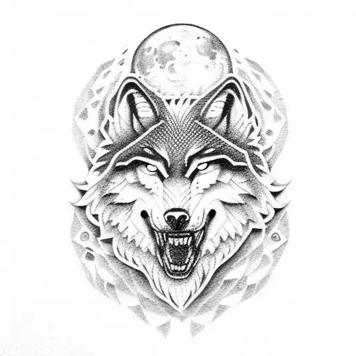 A Wolf Howling At The Moon In A Pixel Art Style