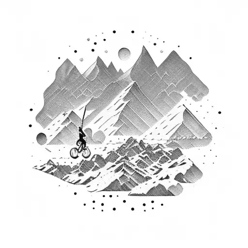 A Bicycle Made Of Guitar Parts With Snow-capped Mountains In The Distance