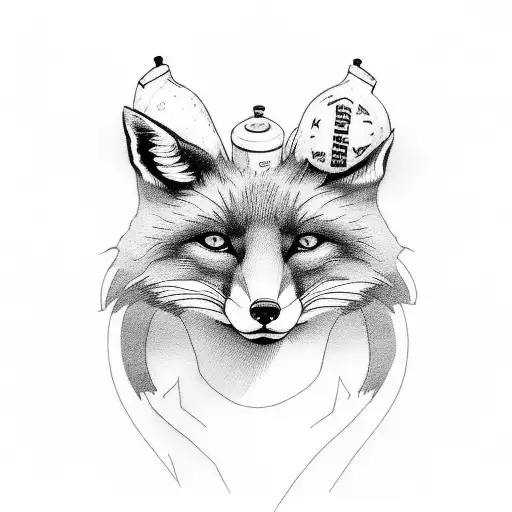 Fox With Beer And Football