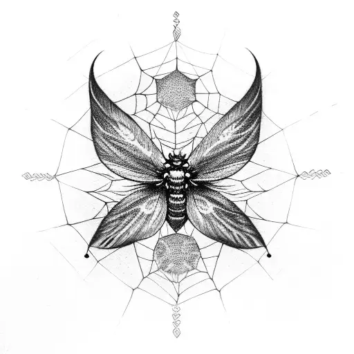 Death Moth Crescent Moon Spider Web Dream Catcher