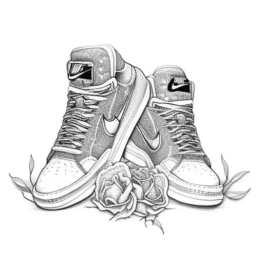 A Nike Sneaker With Intricate Rose And Marigold Patterns