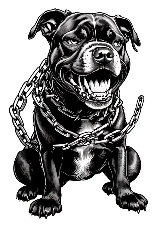 Angry Dog In Chains
