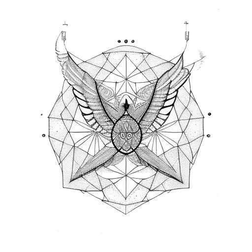 A Bird Flying Through A Geometric Pattern Of Astrology Symbols