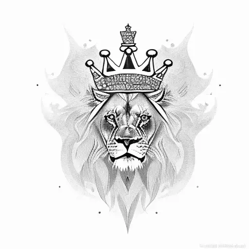 A Powerful Lion Wearing A Crown Made Of Dollar Bills