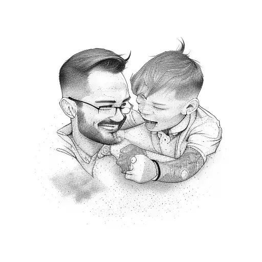Illustration Of A Father And Son Playing Together
