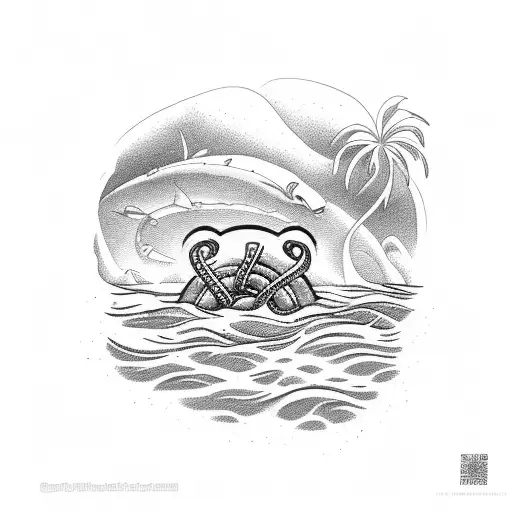 A Pretzel With A Beach Scene Inside It