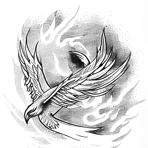 Phoenix In A Dive Starting On The Back With The Tail Extending Down Arm Sleeve