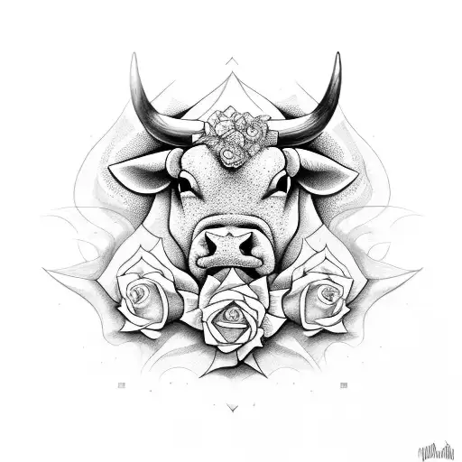 A Bull That Has A Rose In Its Mouth