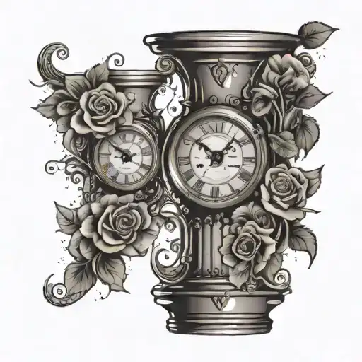 Forex Trading Candlesticks With Tear Clock Face And Flowers